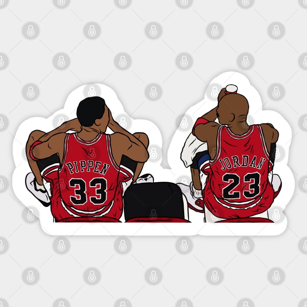 Pippen & Jordan Sticker by rattraptees